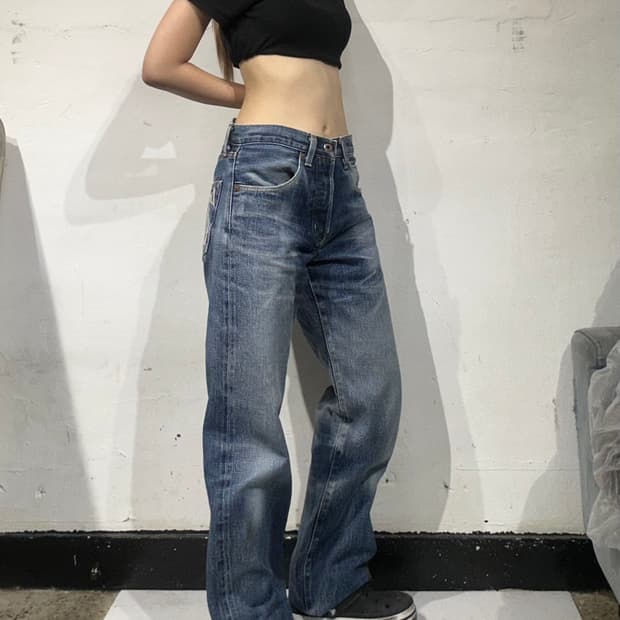 빈티지 중청 와이드 데님 팬츠 