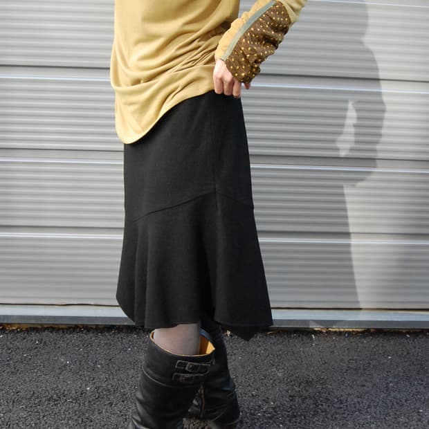 Coup de chance  unbalance wool skirt