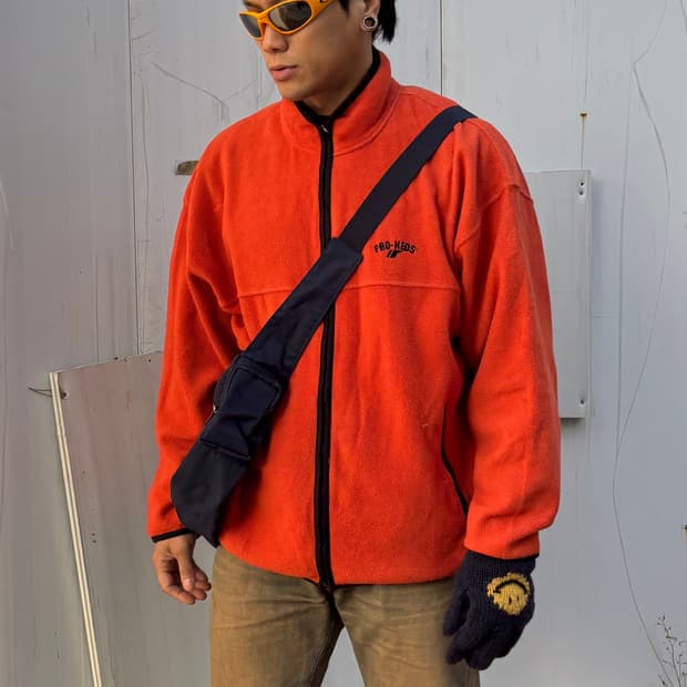 프로케즈 빈티지 오렌지 플리스 집업 자켓