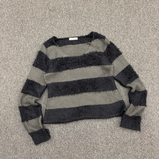 OS)Plein de vie 빈티지 Y2K 그런지 스트라이프 니트