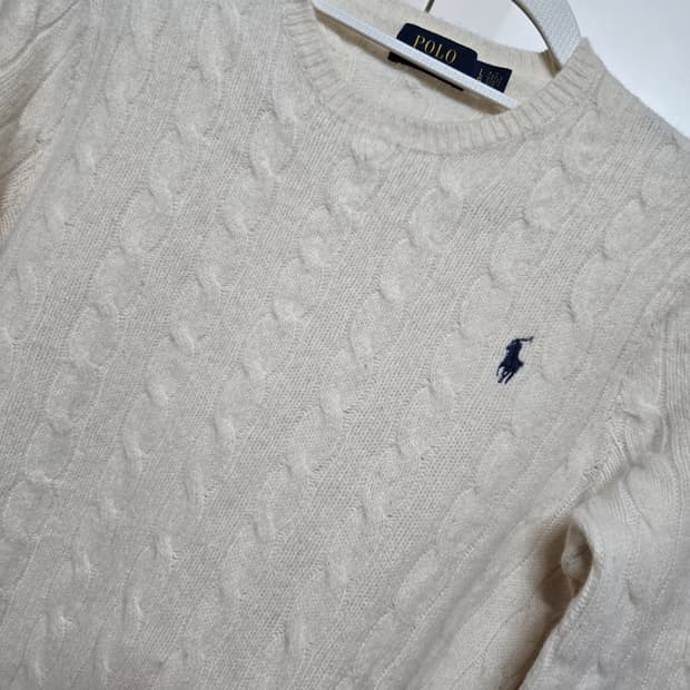 폴로 랄프로렌 여성 울,캐시미어 캐이블 아이보리 니트