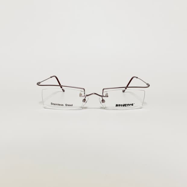 840 브라운 데드스탁 남녀공용 무테 직사각 스테인리스 프레임 빈티지안경