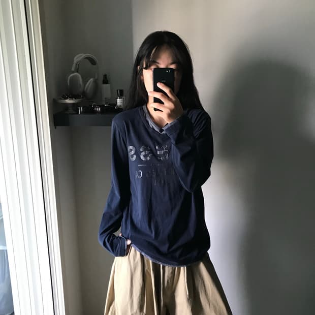 게스 중앙 프린팅 긴팔 슬리브티