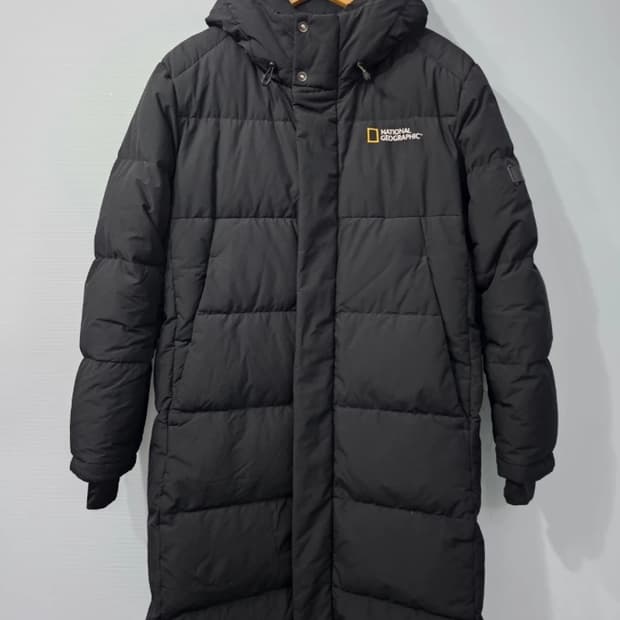 내셔널지오그래픽 구스다운 롱패딩 블랙 100