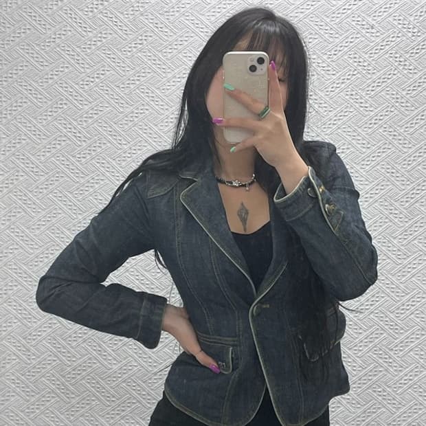 베티붑 올드스쿨 빈티지 키치라벨 데님 자켓 90 C07200