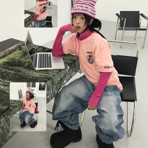 Vanson Leathers Skull Pink T-shirt