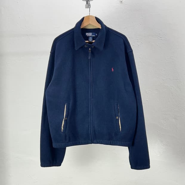 폴로 랄프로렌 딥 네이비 해링턴 플리스 카라 자켓