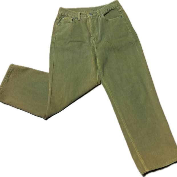 INTEMPOMOOD 올리브 워싱 코튼 팬츠