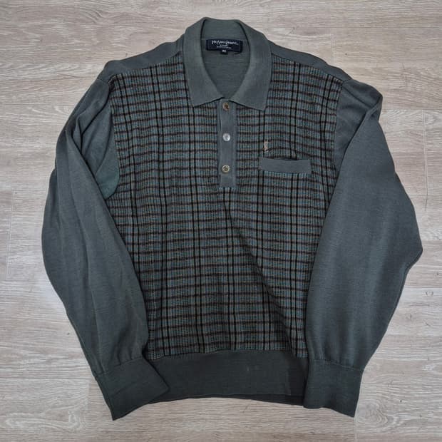 입생로랑 멀티체크 카라 니트 M(95)