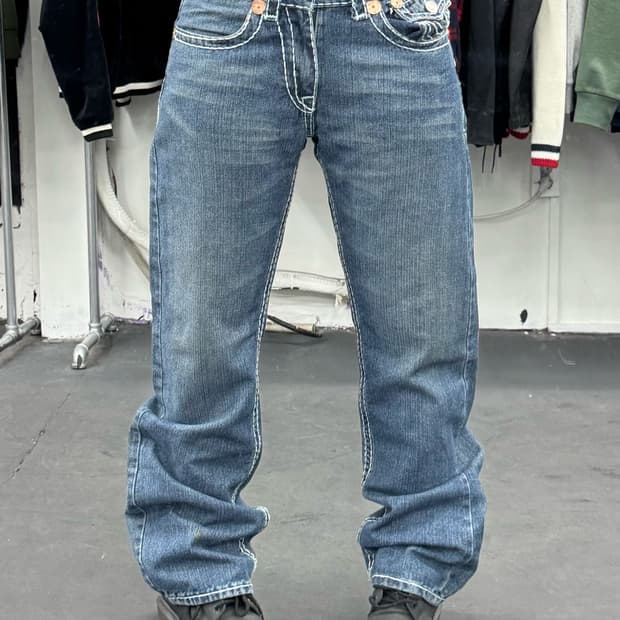 트루릴리전 조이 슈퍼티 스티치 데님팬츠