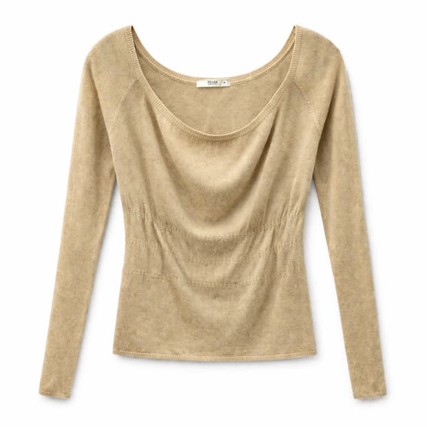 프라다 스퀘어넥 니트 베이지 40