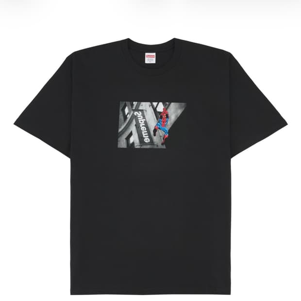 슈프림 x 스파이더맨 티셔츠 블랙 - 26SS