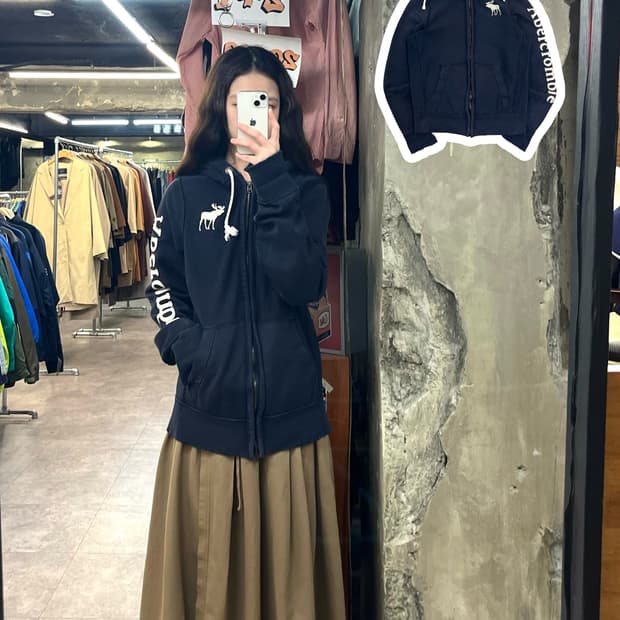 아베크롬비 기모 후드집업 네이비 M #csz3320