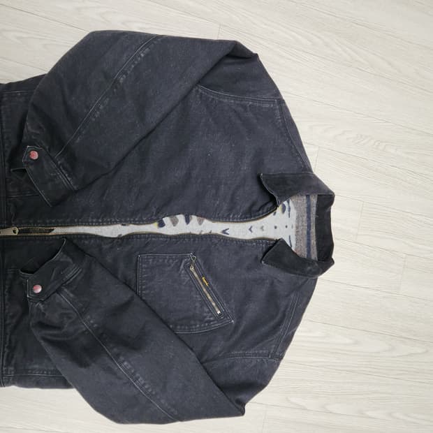 캐피탈 14온즈 데님 본 라이닝 리버시블 집 업 워크 자켓 블랙 4사이즈