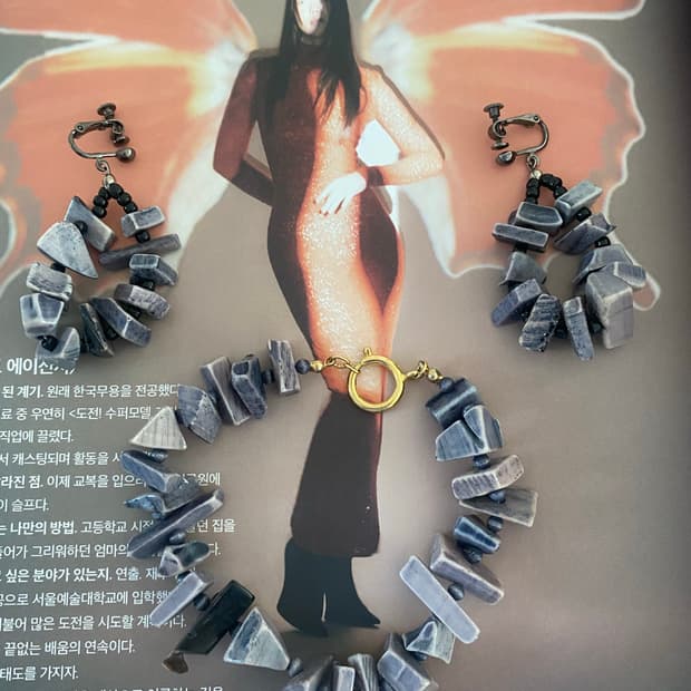 천연석 팔찌 귀걸이 세트