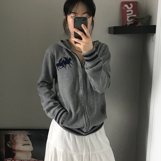 폴로 랄프로렌 빅포니로고 니트 후드집업