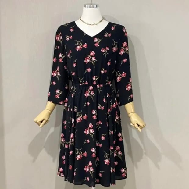 [COLZA] 55-66 | 플라워 롱 쉬폰 원피스