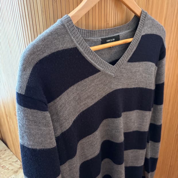 COMME ÇA ISM Stipre V neck Knit
