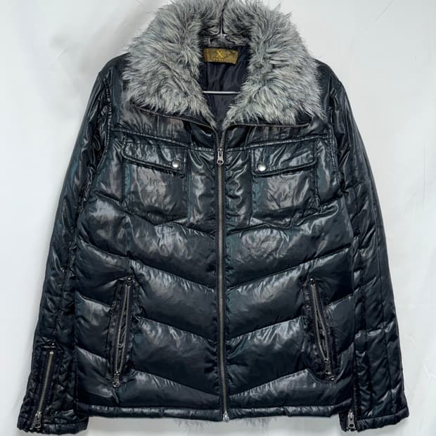 Xfrm faux fur collar two-way down jacket