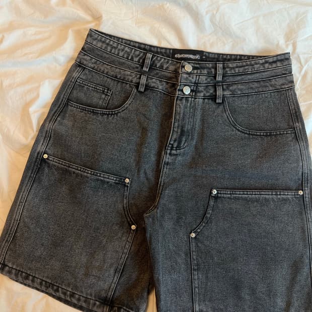 experiment 5 - 더블니 데님 쇼츠 jorts S (32)