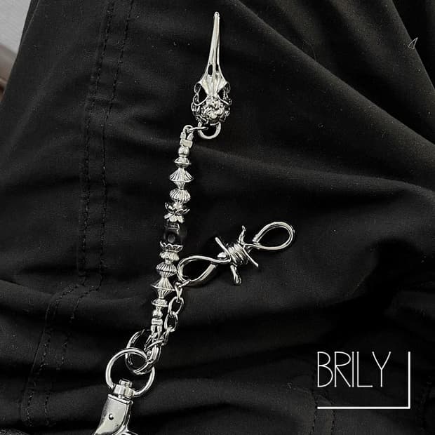 [Unisex] BOO 크롬 스피어 오닉스 키링 백참 열쇠고리