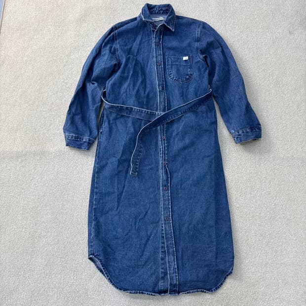 F 빈티지 데님 셔츠 롱 원피스 0223T