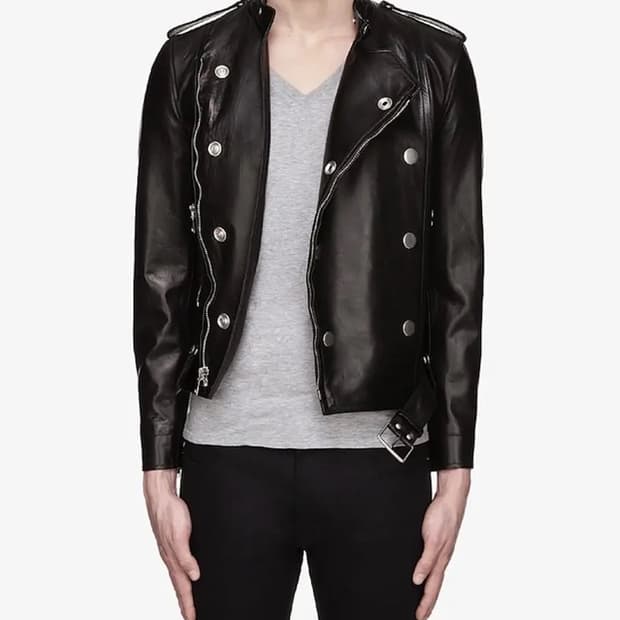 생로랑 에디시즌 더블 라이더 가죽자켓 46 레더자켓