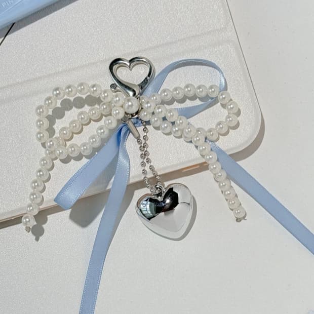 새상품) 리본 하트 비즈 키링 