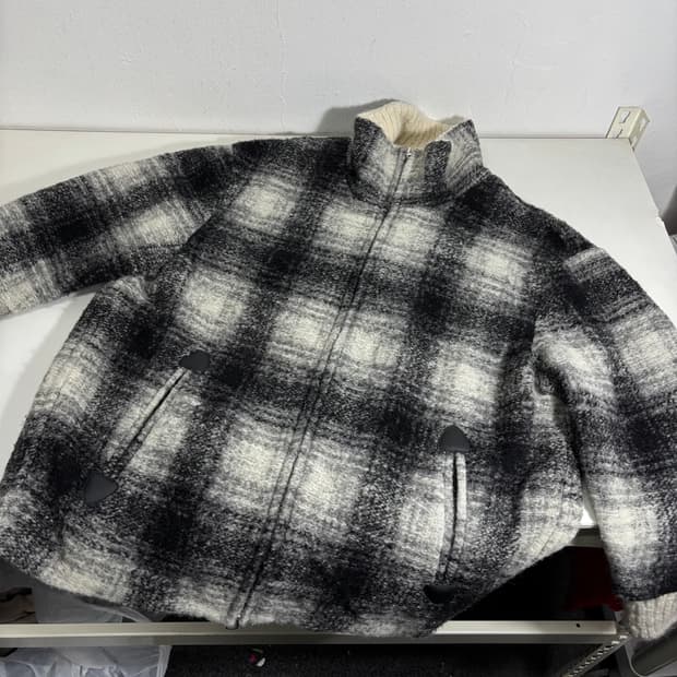 36 이자벨마랑 에뚜왈 체크 투웨이 알파카 니트집업 자켓