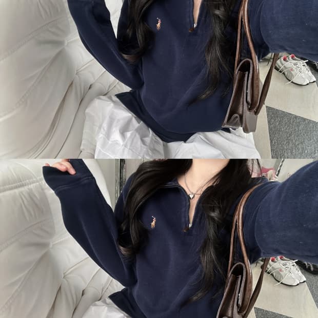 폴로 랄프로렌 네이비 코튼 하프집업 