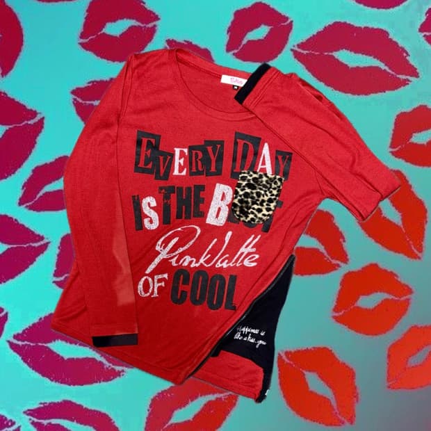 빈티지 갸루 y2k 펑크 레드 레터링 포켓 롱슬리브