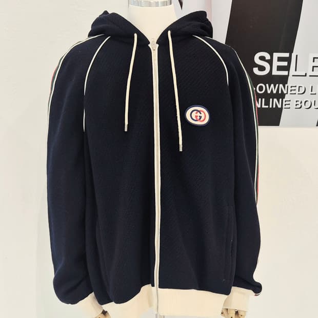 구찌 GG 웹 스트라이프 후드 집업 가디건