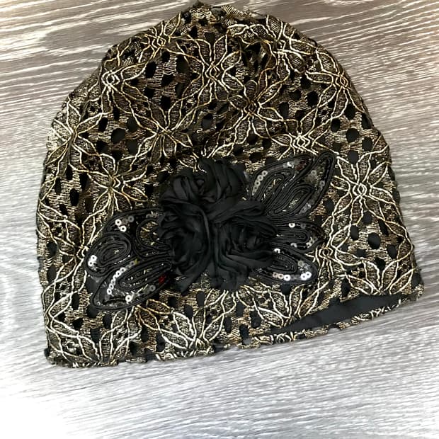 Gold&Black flower lace binnie