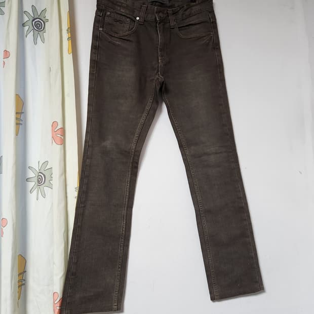 플락진 브라운 워싱 데님 팬츠30