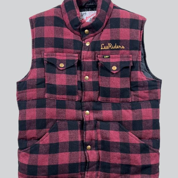 Lee 레드체크패턴 패딩 베스트 