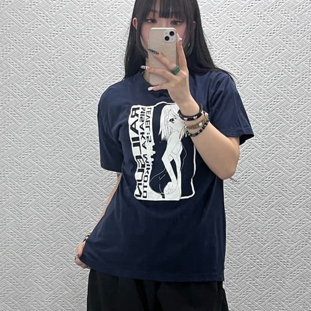 빈티지 애니메이션 미사카 미코토 프린팅 반팔티 M C10625