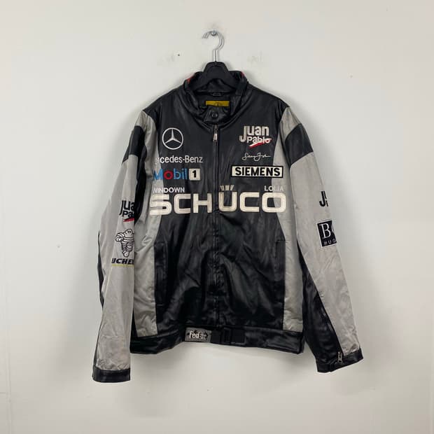 메르세데스 벤츠 F1 레이싱 퀄팅 가죽 자켓 XXL