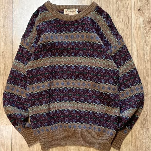 택포) Made 스코틀랜드 빈티지 패턴 울 니트 스웨터