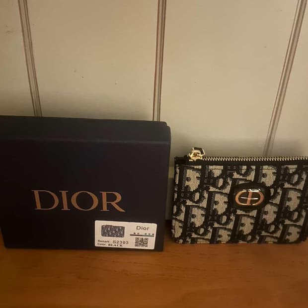 디올 30 몽테인 메리골드 지퍼 카드 홀더 디올 오블리크 자카드 블루