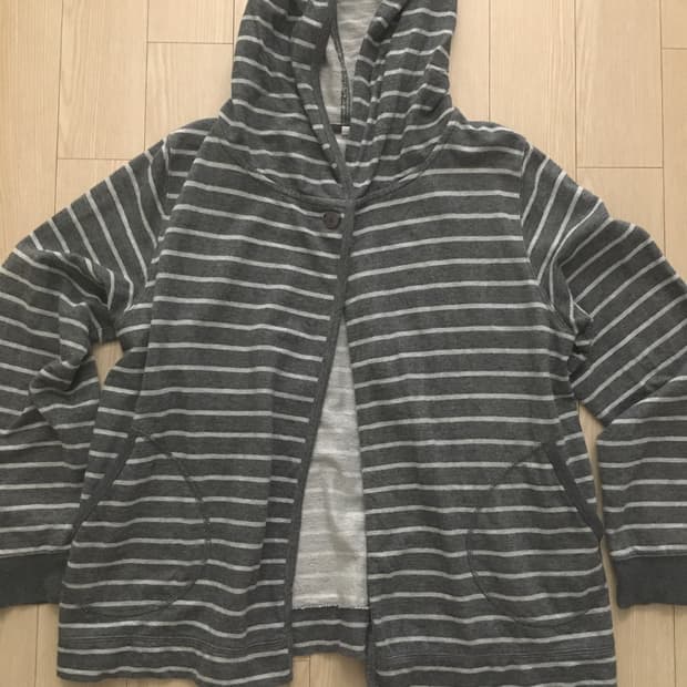 일본빈티지 하구미 바선생핏 너드 줄무늬 후드집업 모리걸 스즈코 단가라