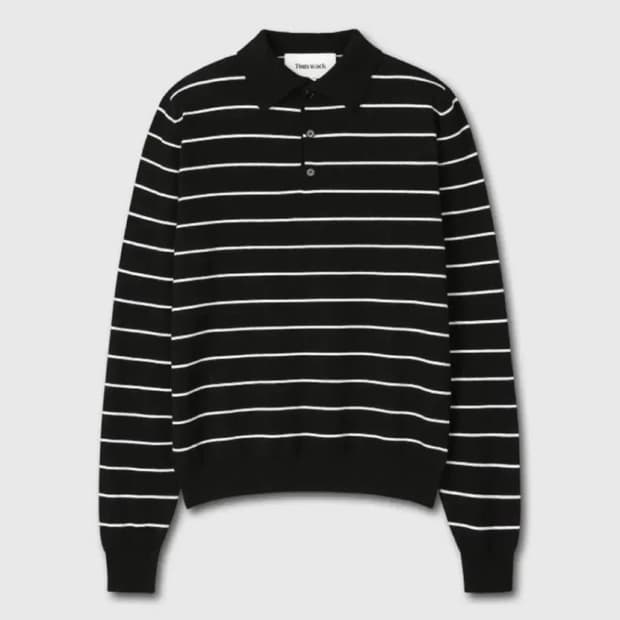 토니웰 파인 울 스트라이프 카라 니트