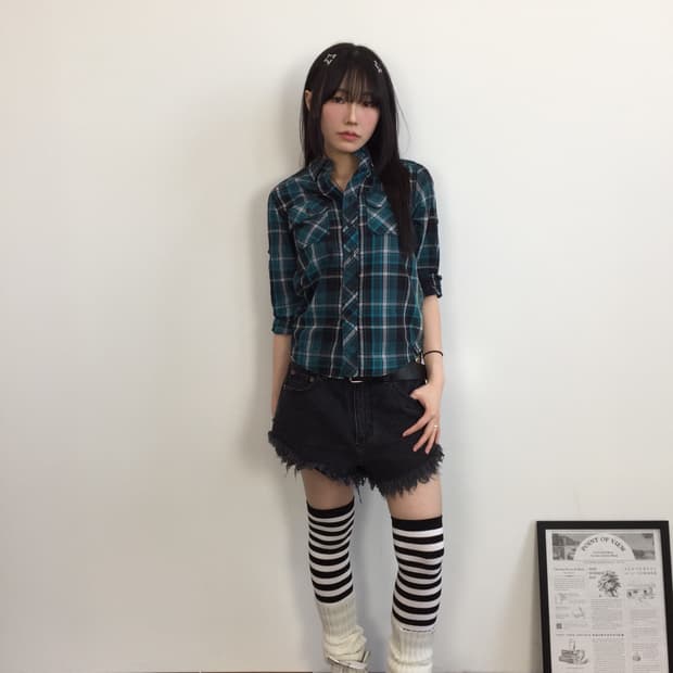 Vintage Mint & Black Plaid Check Shirt