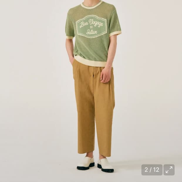 Satur 비날레스 투턱 와이드 치노팬츠 클래식 베이지