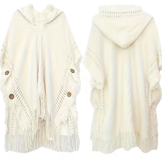 빈티지 모리걸 화이트 니트 케이프