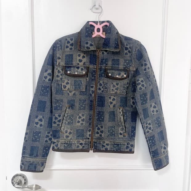 Vintage Heart Check Denim Jacket