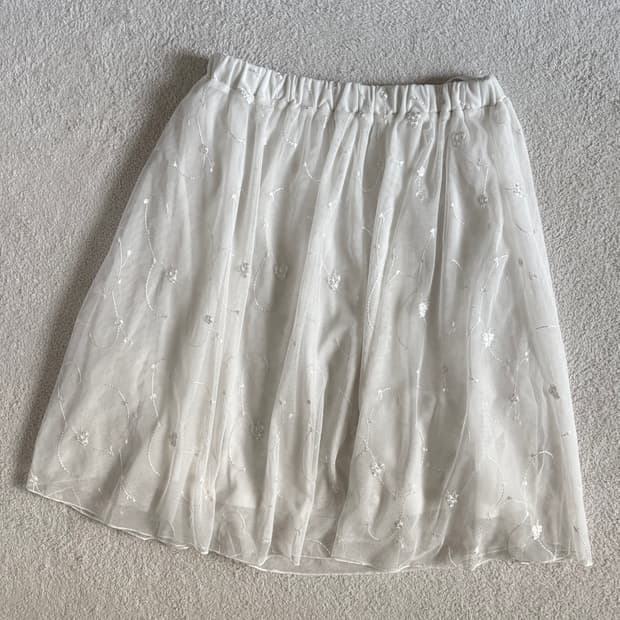 일본빈티지 colza 히메갸루 모리걸 레이스 화이트 밴딩 스커트