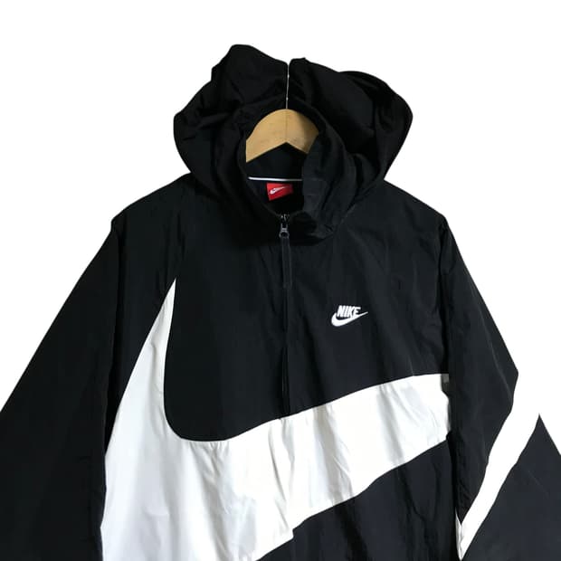 나이키 빅로고 검흰 아노락 바람막이자켓