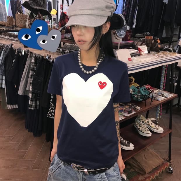  ♥꼼데가르송 레드하트 프린팅 티셔츠 ♥ 