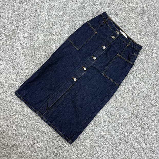 S 자라 데님 진청 버튼 스커트 0518J