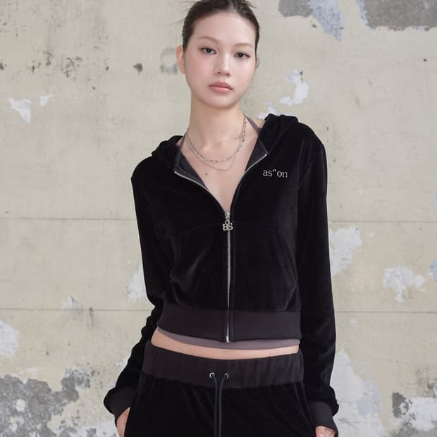 애즈온 COCO VELVET TRAINING ZIP-UP 